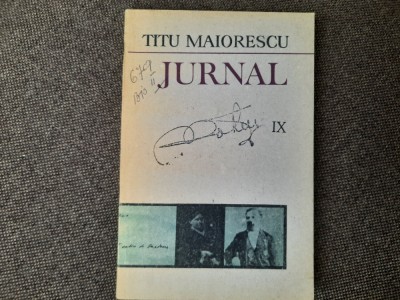 Titu Maiorescu - Jurnal si epistolar (volumul 9) foto