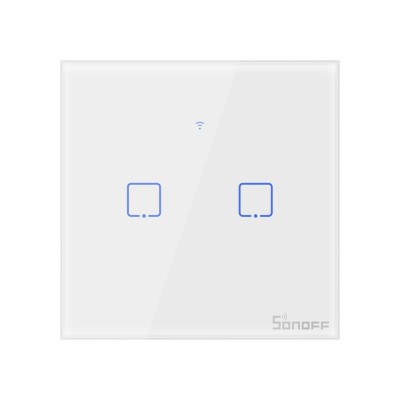 Intrerupator Smart cu Touch Wifi + RF 433 Sonoff T1 EU TX, 2 canale foto