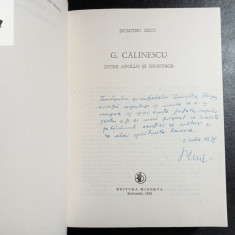 D Micu G Calinescu intre Apollo si Dionysos cu dedicatie si autograf