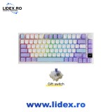 Tastatura mecanica, 75%, Combinate, Ajazz, AK820 Pro, Flying Fish Switch, RGB, Microsoft Windows Linux iOS, 377x134x40mm, USB Type-C cu fir, Bluetooth