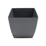 Ghiveci din plastic Coubi, cu farfurie, grafit, D 24 cm
