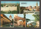 CPIB 17793 CARTE POSTALA - SIBIU. IMAGINI DIN ORAS, AUTOBUZ, BARCA