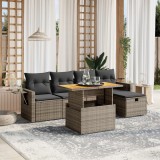Cumpara ieftin Set mobilier grădină cu perne, 6 piese, gri, poliratan
