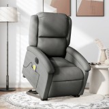 vidaXL Fotoliu electric masaj rabatabil cu ridicare, gri &icirc;nchis textil
