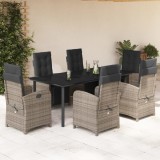 VidaXL Set mobilier de grădină cu perne, 7 piese, gri, poliratan