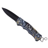Cutit de vanatoare pliabil de buzunar Foxter, 16 cm, cu imprimeu model 3, multicolor