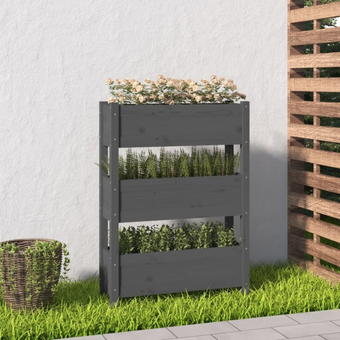 vidaXL Jardinieră, gri, 77 x 25 x 104,5 cm, lemn masiv de pin 823936