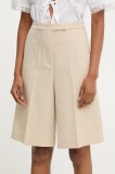Answear Lab pantaloni scurti femei, culoarea bej, neted, high waist