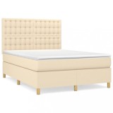 Cumpara ieftin Pat continental cu saltea, crem, 140x200 cm, material textil
