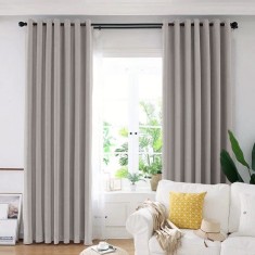 Draperie din catifea blackout cu inele auriu antic, Madison, 150x220 cm, densitate 700 g/ml, Philippine Gray, 1 buc