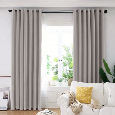Set draperie din catifea blackout cu inele argintii, Madison, 250x260 cm, densitate 700 g/ml, Philippine Gray, 2 buc foto