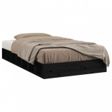 Cadru de pat dublu 4FT6, negru, 135x190 cm, lemn masiv