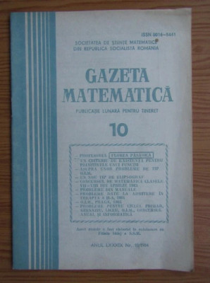 Gazeta matematica nr. 10 / 1984 foto