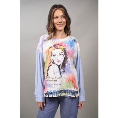 BLUZA COMBINATA CAMASA CU PRINT CAPRICE TALIE UNICA Multicolora