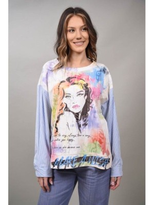 BLUZA COMBINATA CAMASA CU PRINT CAPRICE TALIE UNICA Multicolora foto