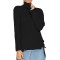 BL1001-1 Pulover tricotat, cu spect reiat, guler inalt si snur pe laterale