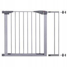 Poarta, grilaj, de siguranta, protectie copii, inchidere automata, cu extensie 14 cm, metalica, gri, 79/84x75 cm, Springos foto
