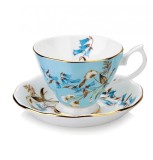 Set Ceasca si Farfurie din Portelan, Turcoaz, 180 ML, Jovy