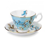Set Ceasca si Farfurie din Portelan, Turcoaz, 180 ML