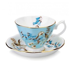 Set Ceasca si Farfurie din Portelan, Turcoaz, 180 ML