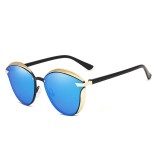 Cumpara ieftin Ochelari de Soare Cat Eye Mirror Blue Gold, Polarizați, Include Toc, Săculeț și Lavetă de Curățare, Protecție UV400
