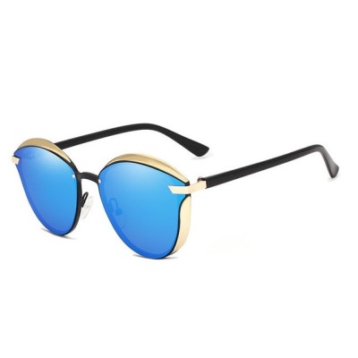 Ochelari de Soare Cat Eye Mirror Blue Gold, Polarizați, Include Toc, Săculeț și Lavetă de Curățare, Protecție UV400 foto