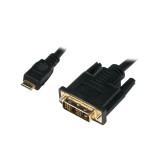 Cumpara ieftin CABLU video LOGILINK adaptor Mini-HDMI (Type C)(T) la DVI-D SL (T) 1m conectori auriti negru &amp;quot;CHM002&amp;quot;