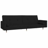 Cumpara ieftin Canapea extensibila cu 2 locuri, 2 perne, negru, catifea