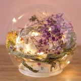 Sferă decorativă din sticlă cu 10 LED-uri și flori uscate, &Oslash;12 cm, CMCLASS
