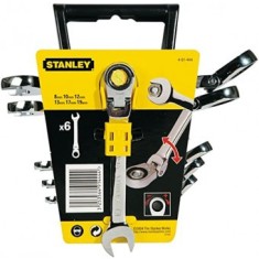 Stanley 4-91-444 Set 6 chei combinate cu clichet articulate 8, 10, 12, 13, 17, 19 mm - 3253564914444