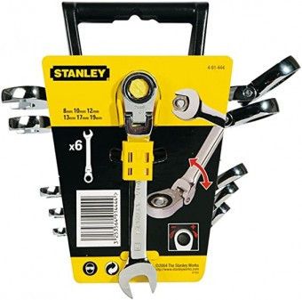 Stanley 4-91-444 Set 6 chei combinate cu clichet articulate 8, 10, 12, 13, 17, 19 mm - 3253564914444 foto