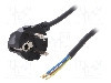 Cablu alimentare AC, 1m, 3 fire, culoare negru, cabluri, CEE 7/7 (E/F) &amp;amp;#351;tecar in unghi, SCHUKO mufa, PLASTROL - W-97164 foto