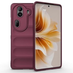Husa pentru oppo reno11 pro, antisoc, margini striatii, magic shield, bordeaux foto