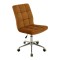 Scaun birou cu stofa tip catifea SL Q020, ergonomic, inaltime reglabila, cadru cromat, rotatie 360 , 90 kg, mustar