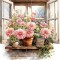 Sticker decorativ, Flori Crizanteme, Roz, 66 cm, 1363STK-1