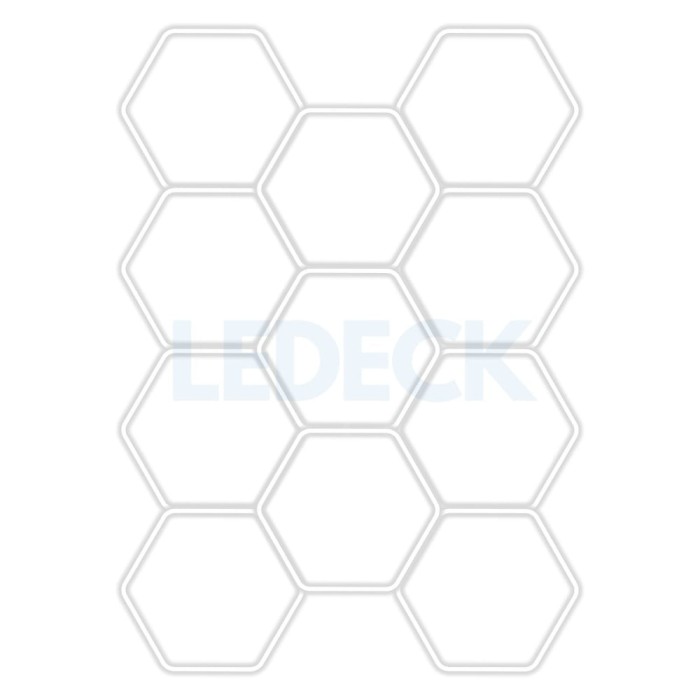 Lumina LED Hexagonala Profesionala Aluminiu , 11 Module 299x415CM - Service Auto, Detailing, Ateliere, Spatii Comerciale