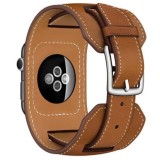 Cumpara ieftin Curea iUni compatibila cu Apple Watch 1/2/3/4/5/6/7, 38mm, Cuff, Piele, Maro