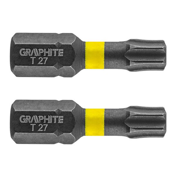 Set biti de impact TX27X25mm 1/4&quot; 2buc. GRAPHITE 56H515 HardWork ToolsRange