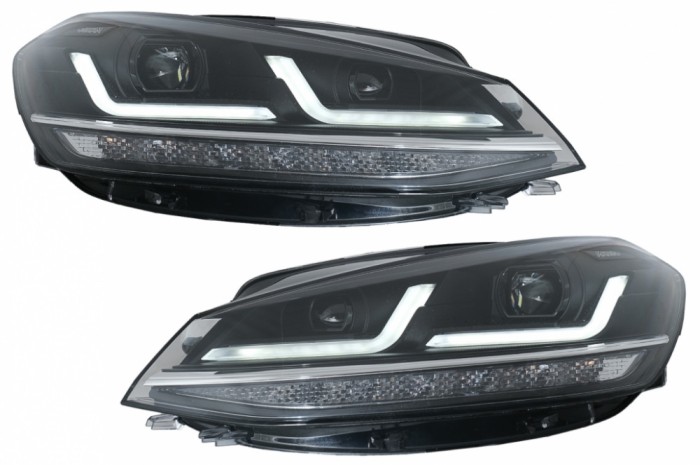 Faruri LEDriving Osram Full LED compatibil cu VW Golf 7.5 VII Facelift (2017-2020) pentru halogen cu Semnal Dinamic LEDHL109-BK