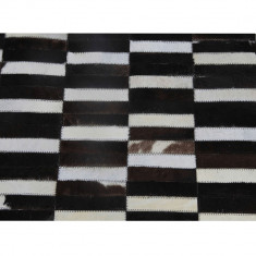 Covor de lux din piele, maro negru alb, patchwork, 69x140, PIELE DE VITA TIP 6 foto