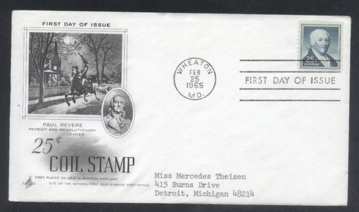 United States 1965 Definitives Paul Revere FDC K.619