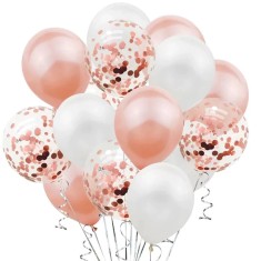 Set 15 baloane pentru petrecere, Cyrax, rose gold/ alb, 30 cm