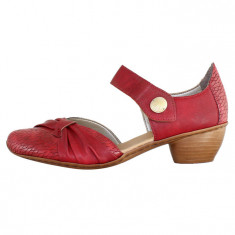 Pantofi cu toc dama piele naturala - Rieker rosu - Marimea 38 foto