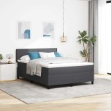 Pat cu Arcuri cu Saltea Gri &Icirc;nchis 160x200 cm Țesătură de Corduroy