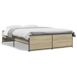 Cumpara ieftin Cadru de pat, stejar sonoma, 135x190cm, lemn prelucrat si metal