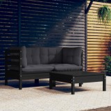 Gossi set mobilier gradina cu perne antracit, 3 piese, lemn de pin