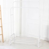 Suport dublu pentru umerase cu roti, 117x51x155cm, capacitate 68kg, alb