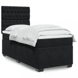 VidaXL Pat box spring cu saltea, negru, 90x200 cm, catifea 3290818