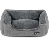 FEANDREA Pat pentru caini, cu margini groase ridicate, antiderapant, husa detasabila, marime M, 70x55x21 cm, gri Household NewTrend