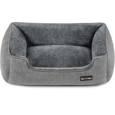 FEANDREA Pat pentru caini, cu margini groase ridicate, antiderapant, husa detasabila, marime M, 70x55x21 cm, gri Household NewTrend